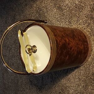 Sheltonware Faux Leather Look Ice Bucket with Gold Handle